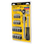 JUEGO DE 21 HERRAMIENTAS 1/4 Y 3/8 PARA  MECANICO 